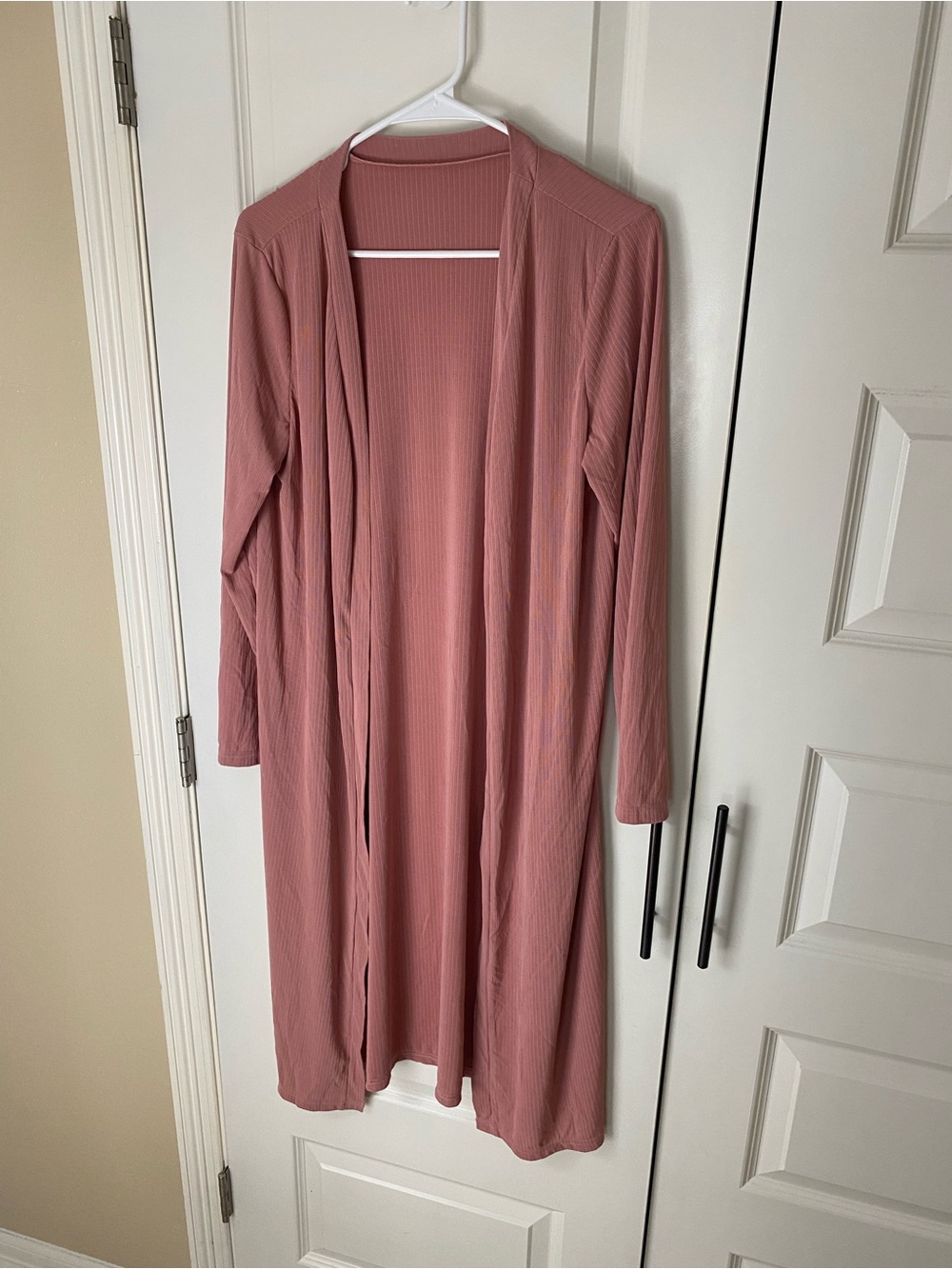 Women's Long Open-Front Duster Cardigan Robe - Dusty Rose